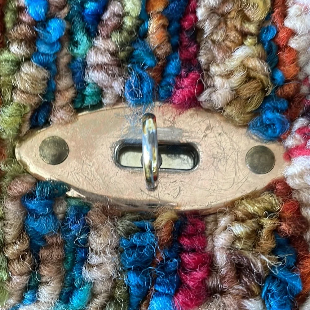 Jerry Terrence vintage carpet bag the original gold hardware brown strap multi - Picture 13 of 15